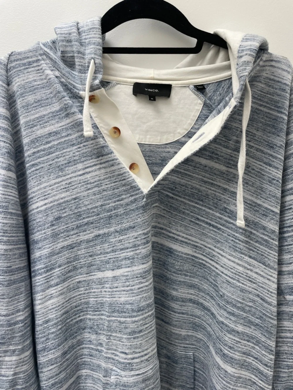 Vince Striped Pullover Henley Knit Hoodie MSRP $275 Size XL - Picture 4 of 8